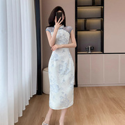 新中式国风高级感立领蕾丝，拼接显瘦日常改良旗袍连衣裙女夏季