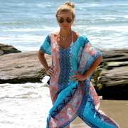海边度假欧美雪纺长裙土耳其长袍式大码沙滩裙女连衣裙子
