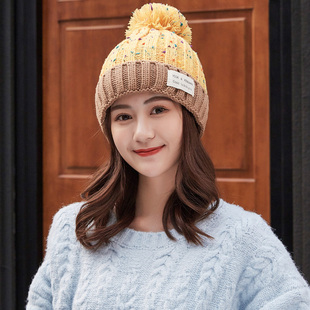 女士秋冬季针织毛线加厚加绒帽子冬天韩版潮时尚可爱保暖护耳帽