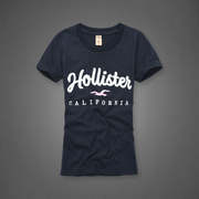 美国Hollister海鸥21款纯棉圆领绣花af女T恤短袖衫