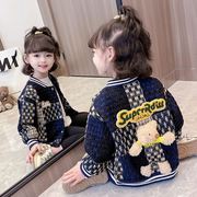 韩国女童格子棒球服儿童时髦外套2023洋气春秋衣服宝宝春装潮