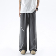XWWF 垂感西裤男夏款美式小众设计休闲直筒裤子潮牌宽松灰色长裤