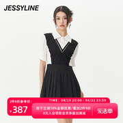jessyline夏季女装杰茜，莱拼接假两件连衣裙女324111393