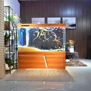 超白玻璃下过滤鱼缸水族箱屏风，靠墙中型龙鱼缸(龙，鱼缸)客厅屏风鱼缸靠
