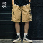 夏季工装短裤男宽松大码五分裤外穿潮牌设计感觉小众5分休闲中裤