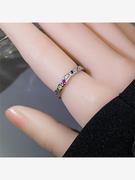 小清新开口彩钻戒指 跨境时尚气质手饰轻奢辣妹气质镶钻指环