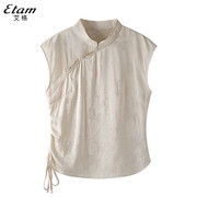 Etam艾格衬衫女短袖新中式2024夏季今年流行漂亮独特别致上衣