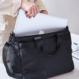 韩国原创尼龙手提电脑包14寸商务大容量公文包女单肩斜跨文件夹包