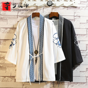 中国风男装刺绣汉服，日式和服羽织开衫外套，古风浮世绘古装道袍披风