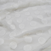 白色圆点波点顺纡底真丝，剪花绡连衣裙上衣，旗袍桑蚕丝服装布料面料