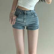 辣妹mini超短裤弹力紧身性感，牛仔热裤复古高腰包(高腰包，)臀牛仔裤女