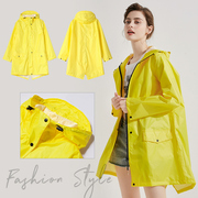 时尚黄色系长款风衣式男女透气户外轻薄雨衣雨披旅行防水服潮外套