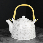 中式家用大容量陶瓷提梁壶，酒店耐高温复古功夫，茶具会客青花泡茶壶