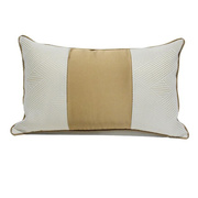 新中式米白色条纹沙发抱枕套样板房软装金色拼接床上靠垫