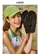 路拉迪坡跟人字拖女夏季厚底外穿夹脚凉拖鞋旅游夹拖皮中跟沙滩鞋