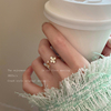 滴釉花朵珍珠锆石戒指女款轻奢气质开口食指戒小众设计高级感指环