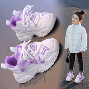 女童运动鞋2024春秋软底，防滑儿童跑步鞋，中大童时尚女孩老爹鞋