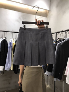 韩国东大门2023夏季女装气质百搭条纹百褶减龄半身高腰短裙女