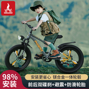 凤凰儿童自行车6-12岁女孩中大童男孩山地碟刹变速小学生20寸单车
