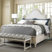 美式床实木床1.8米双人床主卧法式乡村复古白别墅橡木大床软靠床