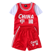 儿童大人中国队球衣男童女童短袖篮球服运动服套装速干训练服队服