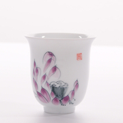 德化陶瓷茶具白瓷，手绘茶杯釉下彩家用工夫，茶杯品茗杯大杯