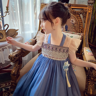 女童连衣裙中国风小女孩超仙刺绣汉服夏装2023洋气儿童公主裙