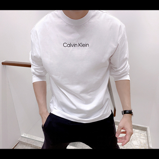 Calvin Klein CK男士秋季圆领纯棉长袖T恤印花时尚休闲打底CM3-68