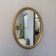 欧式浴室镜美式现代简约梳妆古铜色椭圆卫浴化妆镜子装饰镜玄关镜