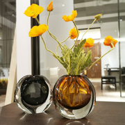 简约现代餐桌玻璃花瓶高级感轻奢样板房装饰客厅摆件插花琉璃花器