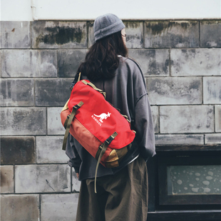 KANGOL男女士运动手提单肩斜挎包工装多功能户外旅行日系书包袋鼠