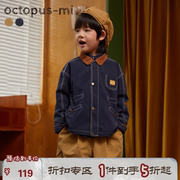 octopusmi日系童装儿童外套秋冬款女童加厚夹克男童复古衣服上衣