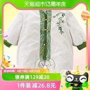 玉婴坊新生婴儿冬百天周岁，爬服中国风连体衣卡通熊猫夹棉加厚哈衣