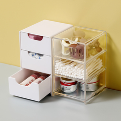 米木抽屉式收纳盒透明白色三格