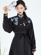 马面裙搭配的上衣新中式国风立领长袖黑色衬衫日常通勤女2023