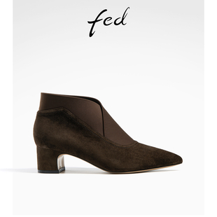 fed法式踝靴冬季靴子，粗跟时装靴，瘦瘦靴短靴女款r0927-zca261
