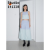 studio1till8|清凉度假蓝绿，条纹拼接云朵背心半裙套装