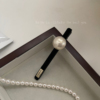小众设计法式赫本风复古丝绒珍珠发夹一字夹边夹发卡韩国头饰