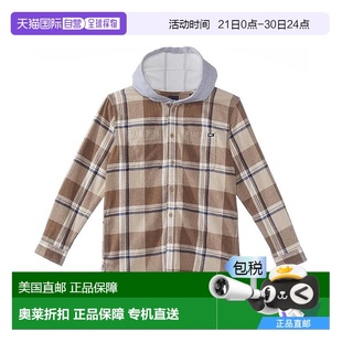 自营Vans Lopes衬衫儿童XL码污垢格子印花纯棉长袖连帽衫ERK153-