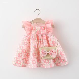 一岁半婴儿幼儿夏装套装女宝宝衣服可爱红色连衣裙3女童裙子2无袖