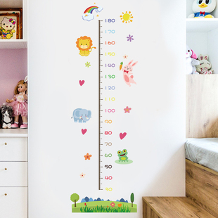 卡通身高贴纸墙贴自粘可移除儿童房，装饰记录宝宝量身高标尺测量仪