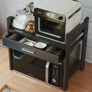 厨房微波炉置物架子带抽屉，烤箱收纳可伸缩家用双层台面多功能橱柜