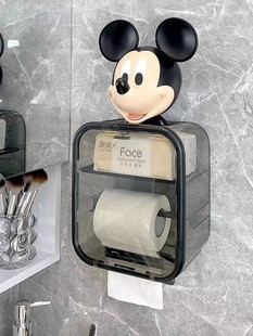 卫生间纸巾盒创意米奇头家用洗脸巾壁挂式免打孔厕所抽纸盒置物架