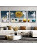 网红轻奢客厅沙发背景墙装饰画现代简约客厅三联画新中式高档大气