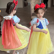 白雪公主裙女童夏季高端亮片迪士尼在逃公主连衣裙子儿童生日礼服