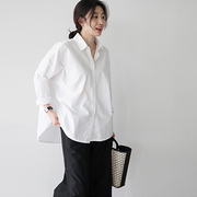 韩国东大门白衬衫女2024春季上衣，宽松大码设计感小众大码胖mm