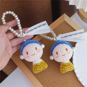 手工编织创意油画戴珍珠(戴珍珠，)耳环的少女diy材料包挂件(包挂件)车挂钥匙扣小众