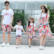 泰国旅游三亚沙滩亲子装夏装波西米亚海边母女连衣裙大码父子套装