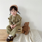 韩系秋冬装婴幼童毛线开衫上衣，百搭女童毛衣，外套休闲保暖长袖上衣