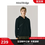 mbmindbridge秋季男士连帽卫衣2023长袖套头t恤美式黑色上衣